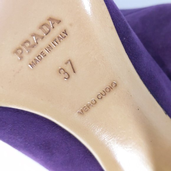PRADA SHOES Womens 37 PURPLE Suede Pumps Heels Size 7 - Picture 9 of 10